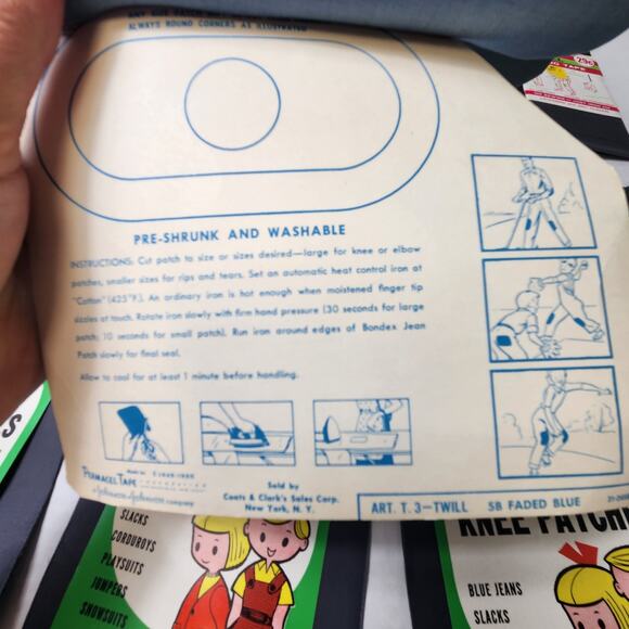 Vintage Iron On Patches Smiths Bondex Plasti-Stitch Jeans Pants Twill Retro - Picture 5 of 7